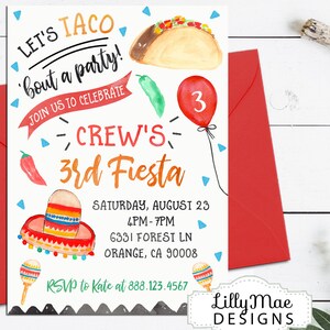 Fiesta Birthday Invitation, Taco Invitation, Cinco De Mayo Invitation, Boy&#39;s Fiesta Invitation, Fiesta Invitation Boy, Mexican Party