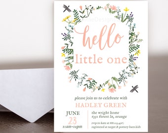 Wildflower baby shower invitation, Baby girl shower invitation, botanical baby shower, garden baby shower, Outdoor baby shower, Boho Baby