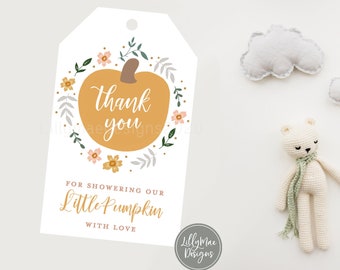 Pumpkin Tags, Baby Shower Favors, Pumpkin Favor Tags, Pumpkin Baby Shower Thank You Tags, Fall Thank You Tags, Fall Baby Shower Tags