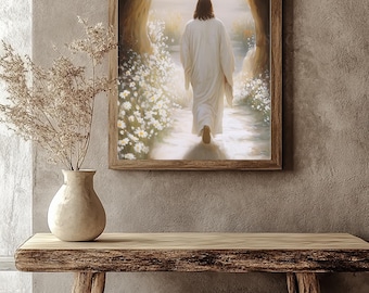 Jesus Wall Art, Resurrected Christ Impressionist Painting, Jesus Rising from the Tomb, Christian Easter Decor, Digital Download, LDS Art