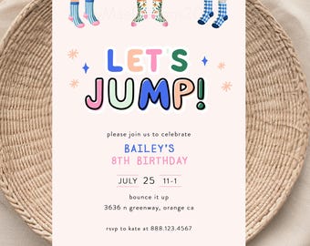 Bounce House Birthday Invitation, Trampoline Park Party Invite, Jump Party Invitation, Kids Birthday Printable Invite