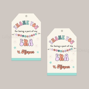 Birthday Era Thank you Tags, Swiftie favor tags, Swiftie Inspired Birthday, Friendship Bracelet Printable Tags