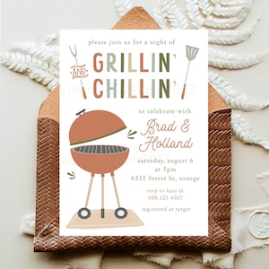 Bbq Bridal Shower Invitation, Couples Bridal Shower, Backyard Barbeque Shower Invitation, Backyard Bridal Shower Invitation, Bbq Baby Shower