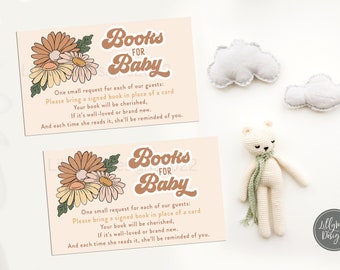 Retro Books for Baby, Bring a Book Instead of a Card, Daisy Books for Baby, Retro Baby Shower Book Request