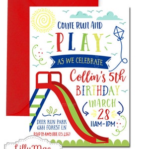 Park Birthday Invitation, Park Party Invitation, Playground Birthday Invitation, Digital, Boy's Park Party, Party at the Park, Boy's Park