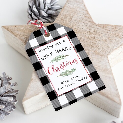 Buffalo Check Christmas Tags Printable Christmas Tags - Etsy
