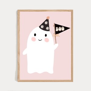 Ghost Wall Art, Ghost Art Print, Halloween Wall Art, Pink Halloween Art, Boho Halloween, Girl&#39;s Room Halloween Decor, Ghost Printable