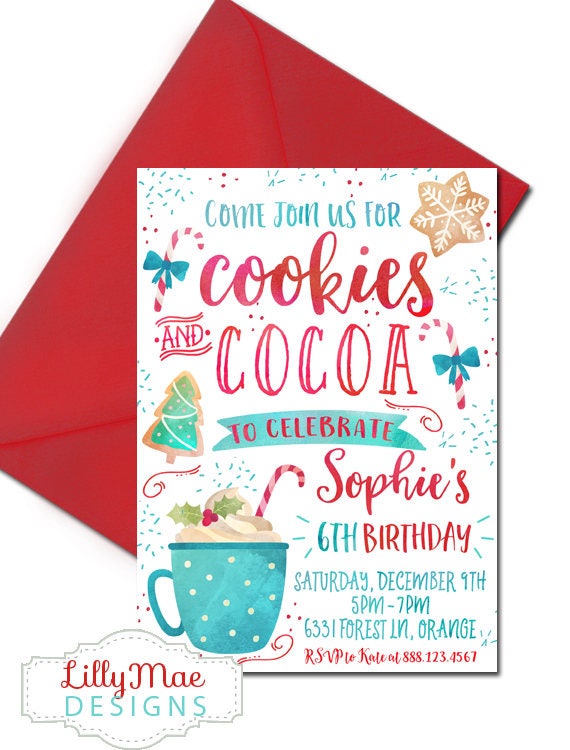 Cookies And Cocoa Invitation Hot Cocoa Party Invitation Etsy