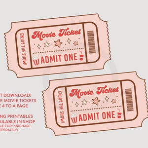 Kinokarte Printables, Retro Filmparty, Pretend Play Kinokarten, Digitale Datei, Pink Kinokarten, Filmabend Geburtstagsparty