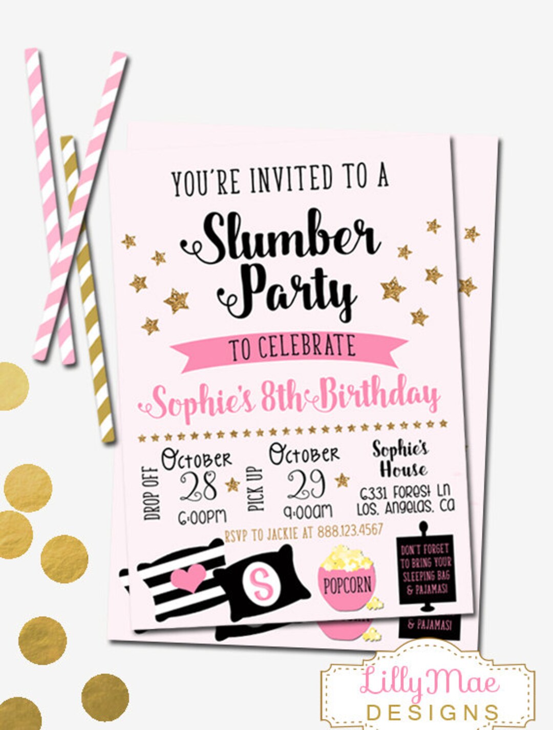 Slumber Party Invitation Sleepover Invitation Pajama Party - Etsy