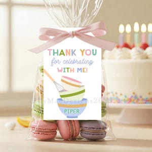 Baking Party Favor Tags, Baking Gift Tags, Cooking Party Thank you Tags, Childrens party favor gift tags, Cooking Party Favors, Printable