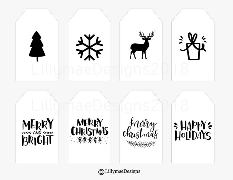 Printable Christmas Tags Farmhouse Christmas Tags Modern - Etsy