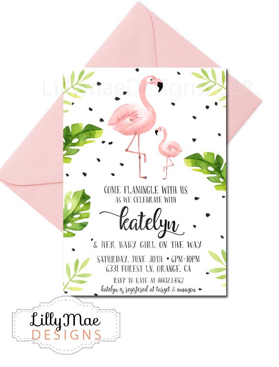 flamingo baby shower invitations