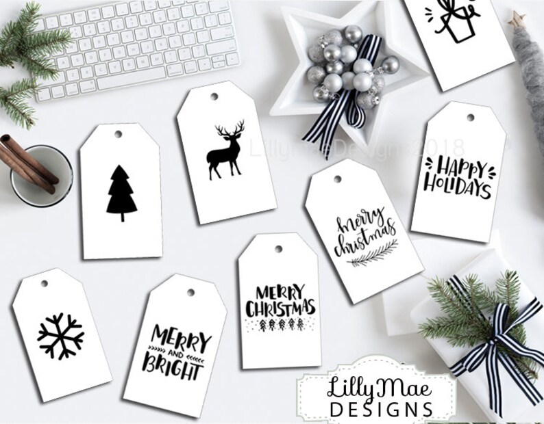Printable Christmas Tags Farmhouse Christmas Tags Modern - Etsy