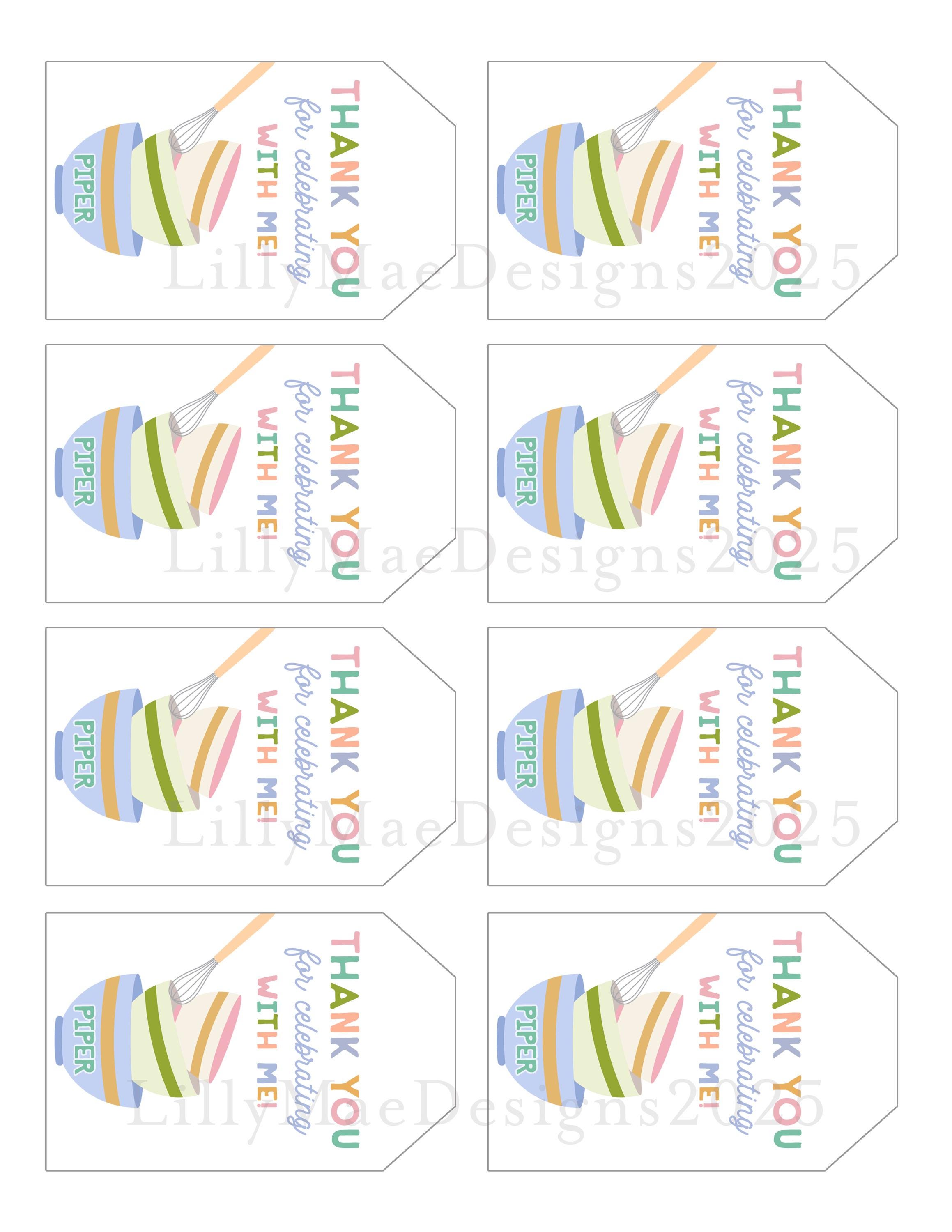 Baking Party Favor Tags, Baking Gift Tags, Cooking Party Thank You Tags ...