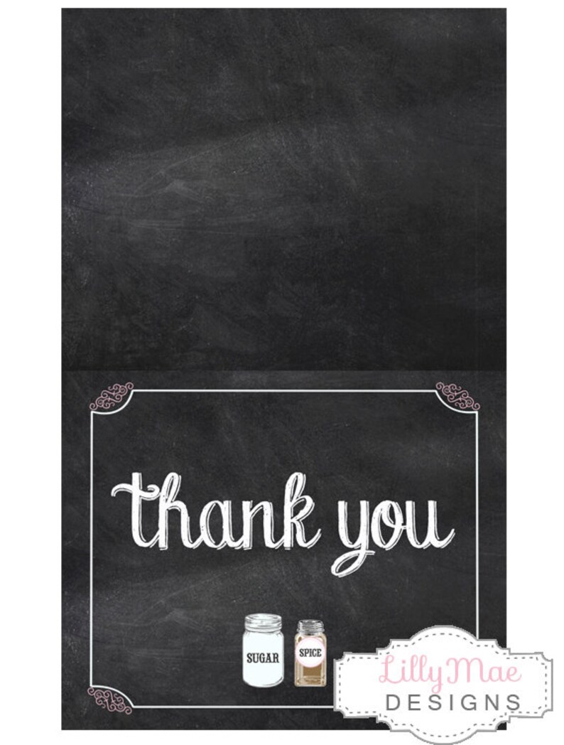 sugar and spice thank you cards chalkboard baby shower etsy
