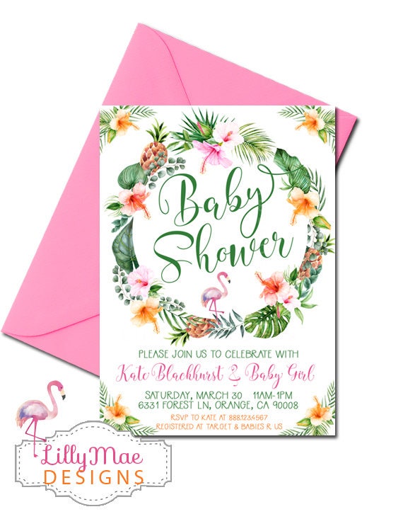 hawaiian themed baby shower invitations