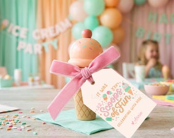 Ice Cream Party Favor Tags, Ice Cream Birthday Gift Tags, Summer Birthday Party Printables, Sweet Treats, Scoops of Fun Thank You Tag