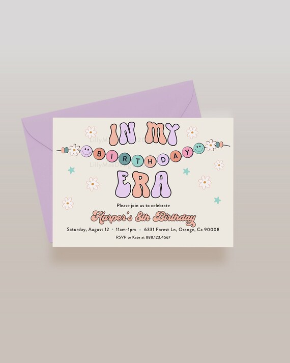 Friendship Bracelet Birthday Party Invitation, In My Birthday Era Invitation, Craft Party Invitation, Jewelry Making Party Invitation