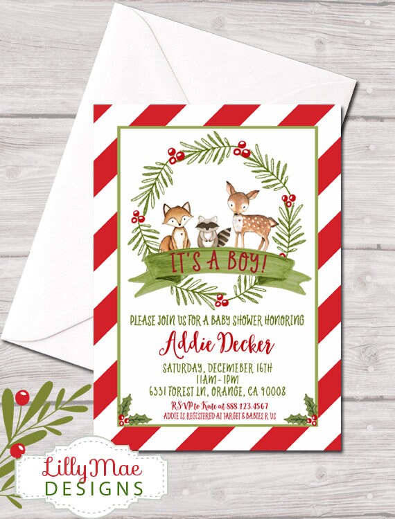 christmas themed baby shower invitations