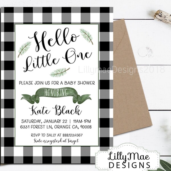 Buffalo Plaid Baby Shower Invitation - Etsy