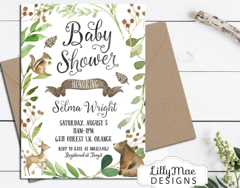 Woodland Baby Shower Invitation Boy Baby Boy Shower Woodland Etsy