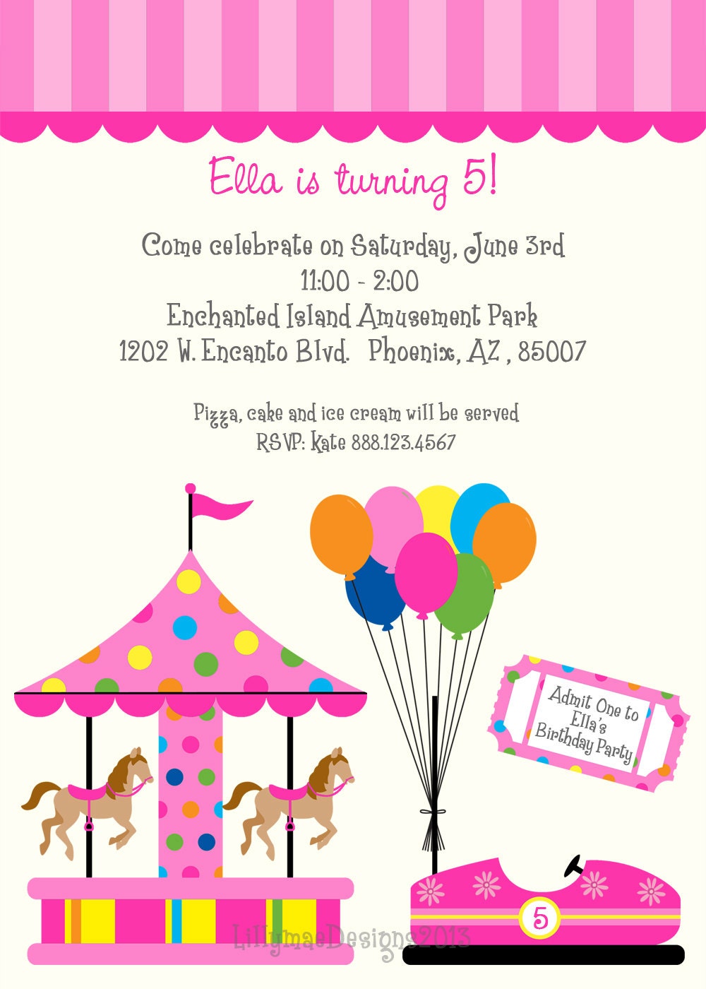 Freizeitpark Einladung Theme Park Girls Birthday Etsy 