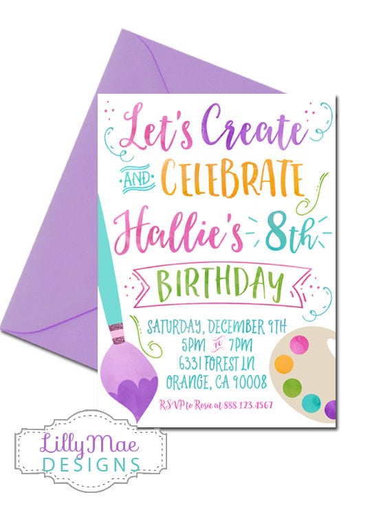 Art Party Invitation, Painting Party Invitation, Arts and Crafts Party Invitation, Watercolor Art Party Invitation, Craft Party Invitation