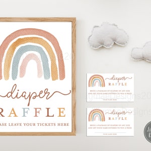 Rainbow Diaper Raffle Tickets and Matching Diaper Raffle Sign, Bring a Package of Diapers, Rainbow Baby Shower, Rainbow Diaper Raffle Sign