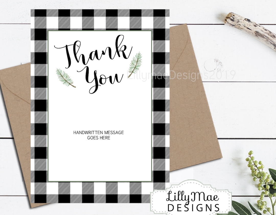 Buffalo Check Thank You Cards, Buffalo Plaid Thank You Cards, Printable ...