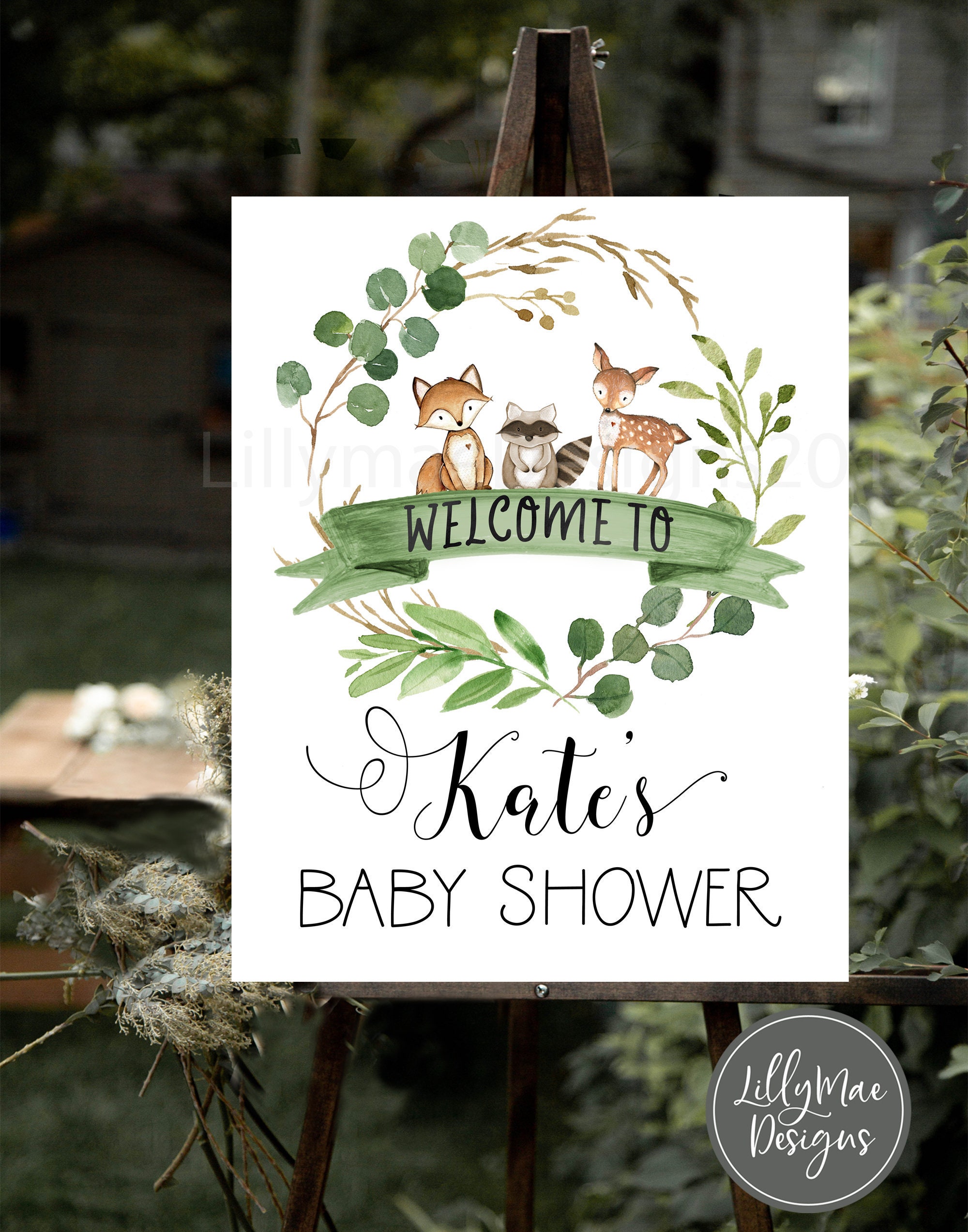 Woodland Sign Woodland Baby Shower Sign Printable Etsy