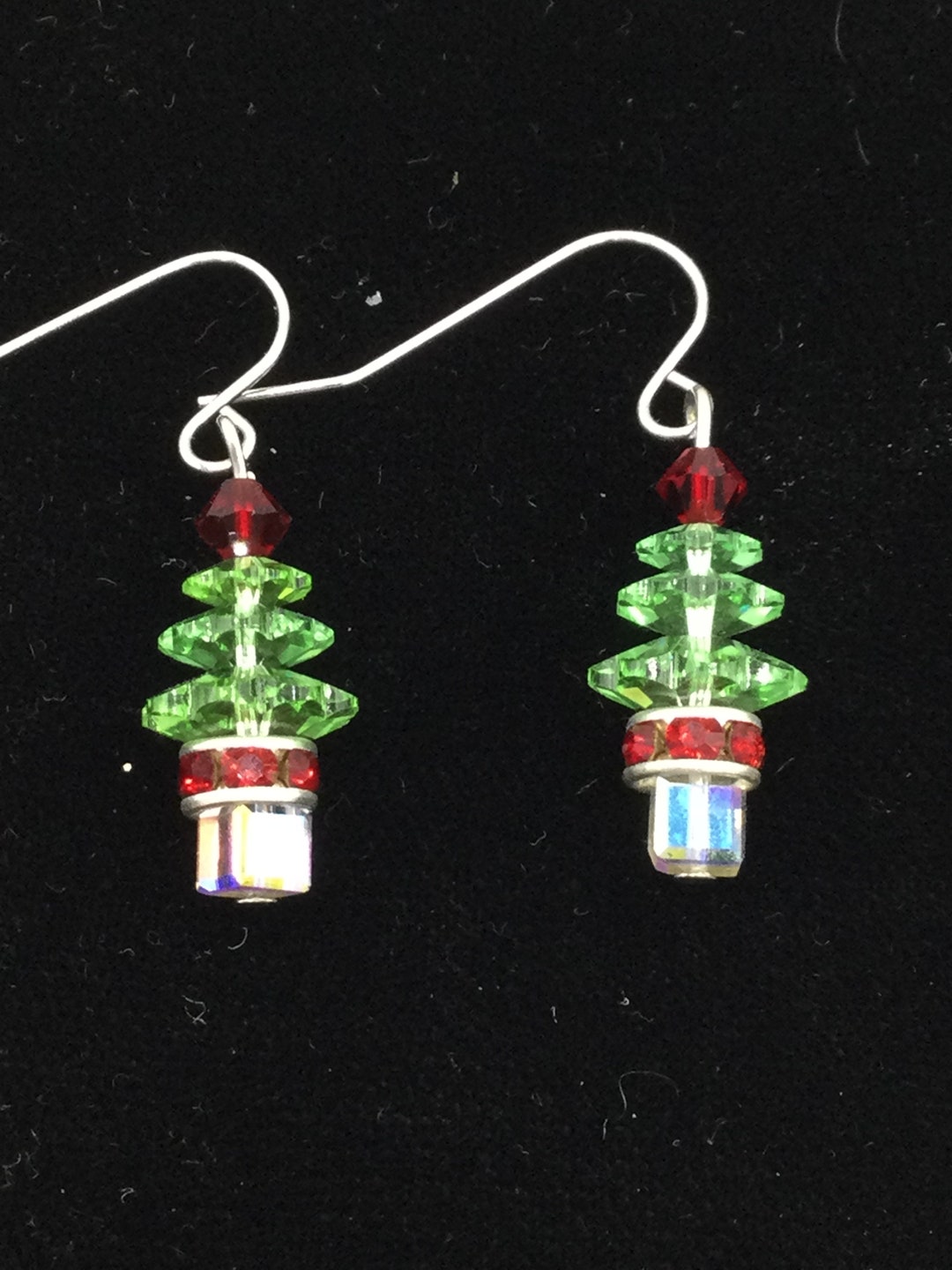 Sparkling Christmas Tree Drop Earrings - Crystal Rhinestone & Pearl Dangle Earrings For Women, Holiday Jewelry