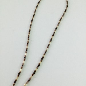 Gold Bronze Black 26 inch Beaded Eyeglass Chain with Loop & Gold Ball Holder