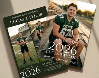 Male Graduation Invitation, Graduation Announcement template| Multiple Photo Digital senior Grad Party Invite |Class of 2026 Canva