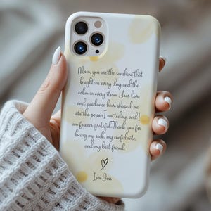Funda de teléfono personalizada con mensaje de mamá, poema, carta, regalo para mamá, abuela, nana, mamá, regalo del Día de la Madre, regalo de cumpleaños, iPhone