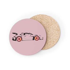 Red/Yellow 911 GT3 RS Coasters, Racing Auto Lover Gift, Drink Coasters for Porsche Enthusiasts, Home Decor, Unique Housewarming Present