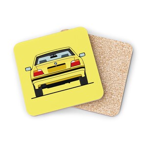 Modern Classic Car Coasters, Classic Auto Lover Gift, E36 Back Drink Coasters for BMW Enthusiasts, Home Decor, Unique Housewarming Present