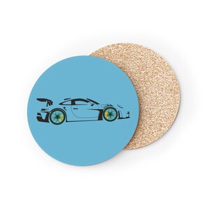 Green/Yellow 911 GT3 RS Coasters, Racing Auto Lover Gift, Drink Coasters for Porsche Enthusiasts, Home Decor, Unique Housewarming Present
