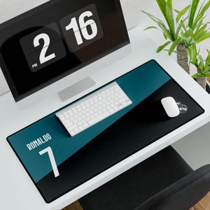Cristiano Ronaldo & Real Madrid Fan T/B Desk Mat , Soccer Desk Accessories, Office Decor, Gift for Him, Gaming Setup, Football Setup
