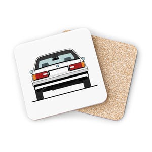 Vintage Car Coasters, Vintage Auto Lover Gift, E30 Back Drink Coasters for BMW Enthusiasts, Retro Home Decor, Unique Housewarming Present