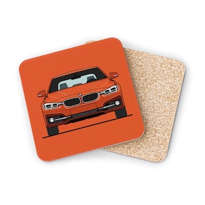 Modern German Coasters, Modern Auto Lover Gift, F30 Drink Coasters for BMW Enthusiasts, Retro Home Decor, Unique Housewarming Present