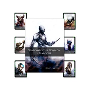 Creepy Horror Monster Cards with Softcover Book, Monsters for Dungeons and Dragons, Spooky Monster Cards for Writing, 35 Card Malochi Deck