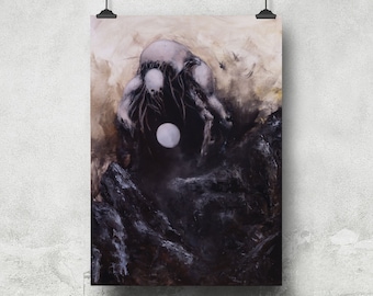 Lovecraft Cosmic Horror Weird Art for Wall, Strange Monster Original Art, Cthulhu Mythos Dark Artwork for Wall 11x14, 11x17 Desire Print