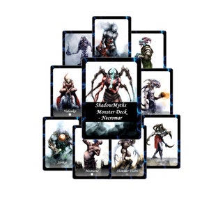 DnD Monster Cards con PDF scaricabile che descrive mostri, accessori Dungeons and Dragons, Dark Art Deck, 35 Card Necromar Deck