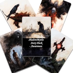 Witch Dark Oracle Deck avec contenu téléchargeable, cartes de campagne DnD et invites d'écriture, outil de divination Wiccan, jeu de 35 cartes de sensibilisation