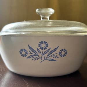 Vintage Corningware Casserole Dish | Cornflower Blue Motif | Classic Kitchenware | Retro Pyrex Dish | Collectible Ovenware | midcentury dish