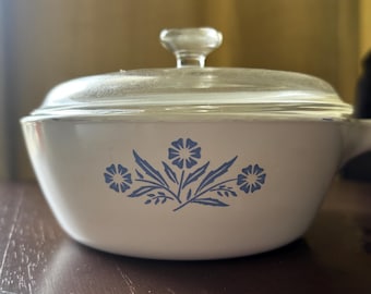 Vintage Corningware Casserole Dish | Cornflower Blue Motif | Classic Kitchenware | Retro Pyrex Dish | Collectible Ovenware | midcentury dish