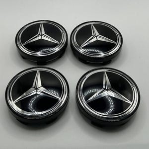 4pcs 60MM Alloy Black/Chrome Mercedes Benz Logo Car Wheel Center Cap Cover Emblem Wheel Center Hub Badge for Mercedes Rim Hubcap, Center Cap