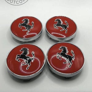 4pcs 60MM Alloy Red/Black Color Ferrari Logo Car Wheel Center Cap Cover Emblem Wheel Center Hub Badge Rim Hubcap, Ferrari Center Hub Caps