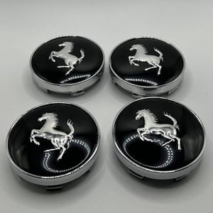 4pcs 60MM Alloy Black Color Ferrari Logo Car Wheel Center Cap Cover Emblem Wheel Center Hub Badge Rim Hubcap, Ferrari Center Hub Caps